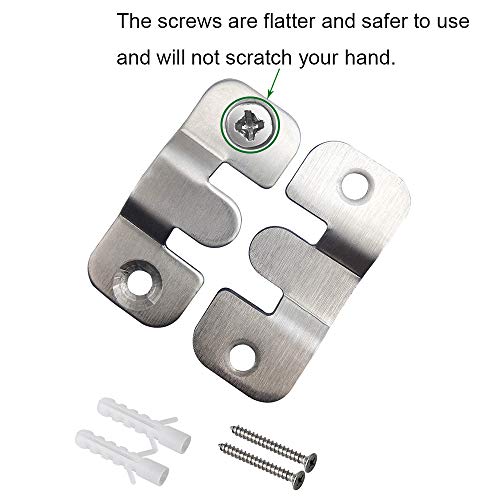 MZMing 10 Pares [Paquete de 20] Soporte Empotrado de Montaje Oculto Enclavamiento Hebilla Soporte de Pared de Acero Inoxidable Herrajes para Colgar la Imagen Espejo Marco o Conectar la Cabecero