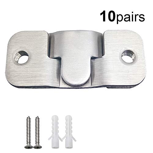 MZMing 10 Pares [Paquete de 20] Soporte Empotrado de Montaje Oculto Enclavamiento Hebilla Soporte de Pared de Acero Inoxidable Herrajes para Colgar la Imagen Espejo Marco o Conectar la Cabecero