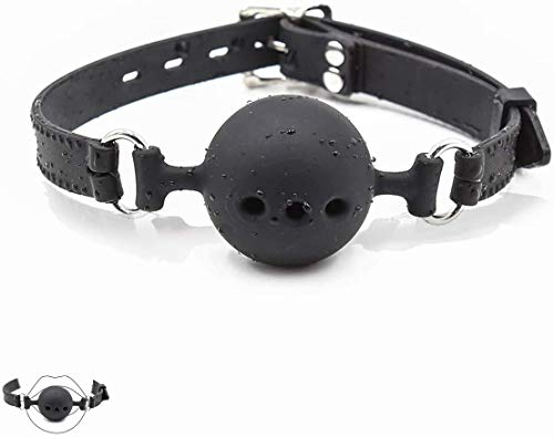 N / A Ajustable Moda Punk Collar de Cuero Negro de la respiración Boca Femenina Bola Abierta