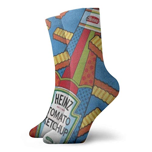N / A Alto Rendimiento Sports Socks,Ocasionales Calcetines,Papas Fritas Y Salsa De Tomate Hombres Mujeres Calcetín Deportivo Duradero Para Caminar Senderismo Recuperación