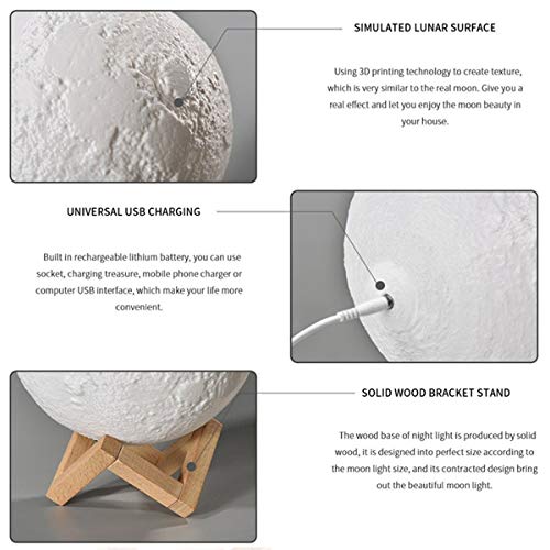 N / A Luz Decorativa Moonlight LED de luz de la Noche, Interruptor Recargable 20CM RGB táctil, Conveniente for Infantil lámpara de cabecera del Dormitorio del Estudio luz de la Noche