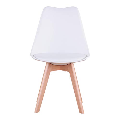 N / A Pack de 4 Sillas Tulip, Sillas de Comedor, Asiento Acolchado Suave, Sillas Respaldo Ergonómico (Blanco)