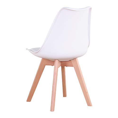 N / A Pack de 4 Sillas Tulip, Sillas de Comedor, Asiento Acolchado Suave, Sillas Respaldo Ergonómico (Blanco)