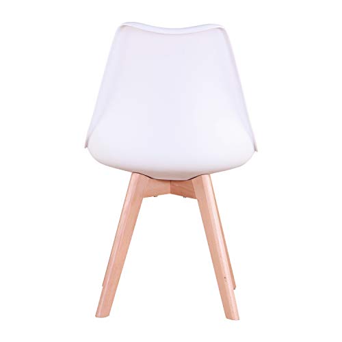 N / A Pack de 4 Sillas Tulip, Sillas de Comedor, Asiento Acolchado Suave, Sillas Respaldo Ergonómico (Blanco)
