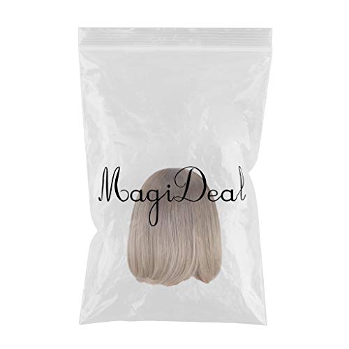 #N/A 12 '' Corta Peluca Pelo con Flequillo Lisa Peluca Sintética para Halloween, Navidad, Disfraces, Cosplay