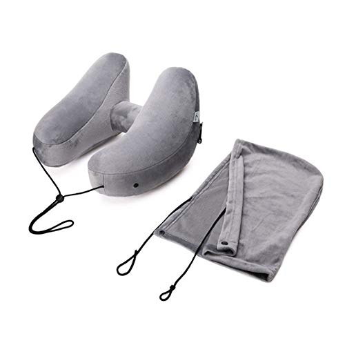 N\A Almohada Cervical Viaje Negro Inflable Viajes Cuello Almohada ergonómica Gris/Almohada Novio Ajustable Almohada Almohada Cuerpo de Viaje Oficina de la Siesta Sleep Confort Almohada