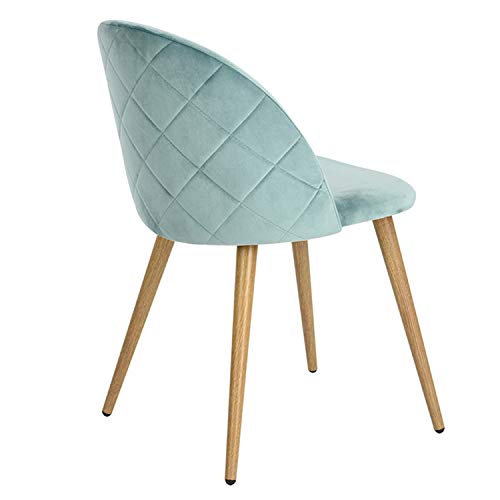 N/A Conjunto de 2/4/6 Sillas de Comedor de Terciopelo Sillas de Ocio Modernas de Mediados de Siglo Sillas tapizadas con Patas de Metal para Sala de Estar (Verde, 4)
