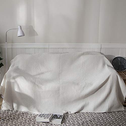 NA MYBH Manta para el hogar Manta de línea de Ocio de Punto de Estilo Europeo Manta de sofá de algodón Antideslizante Blanca 180 * 300 cm