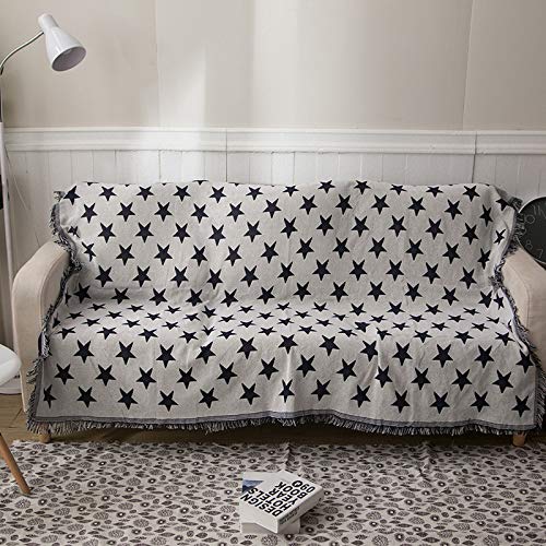 NA MYBH Manta para el hogar Modelo de Estrella Europea Antideslizante Manta de sofá Manta de Viaje línea Manta Blanca 130 * 180 cm