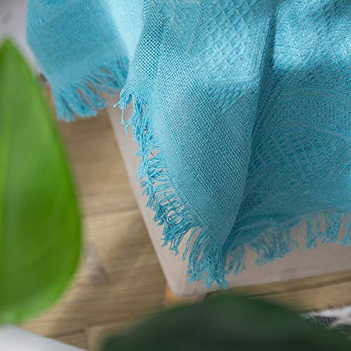 NA MYBH Manta para el hogar rombo Cuatro Estaciones Color Liso Multifuncional sofá Manta línea Manta Azul 130 * 180 cm