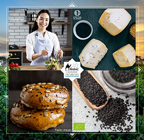 Nabür - Nigella orgánica semillas 200 gr | Comino Negro Organico Gourmet - Infusion, Cocinar, Hornear - Rico en hierro, minerales, vitaminas, antioxidante