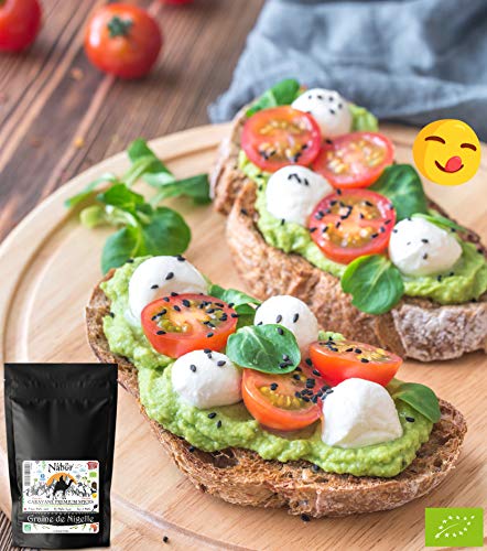 Nabür - Nigella orgánica semillas 200 gr | Comino Negro Organico Gourmet - Infusion, Cocinar, Hornear - Rico en hierro, minerales, vitaminas, antioxidante