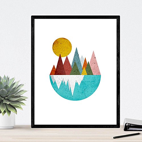 Nacnic Conjunto de 3 láminas para enmarcar montañas geométricas. Carteles de Estilo nórdico con imágenes geométricas, tamaño A3. Decoración del hogar. Papel 250 Gramos Decora la Sala de Estar o Haz