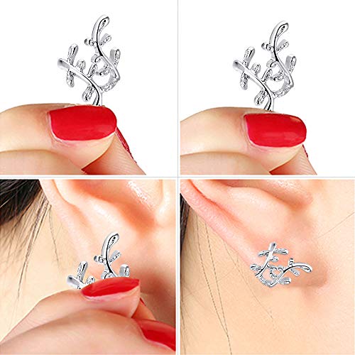 NACTECH 8 Pares Clip de Oreja de Acero Inoxidable Pendientes Cartilago Oreja sin Agujero Clip sin Perforación Puño de Oreja Cartilago 8/10mm Pendientes Oreja Falsos para Mujeres Chicas 8 Estilos