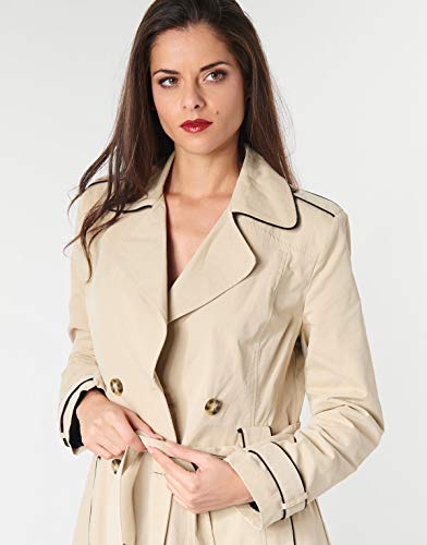 Naf Naf Menk12 Gabardina, Beige (Trench 1585), 40 para Mujer