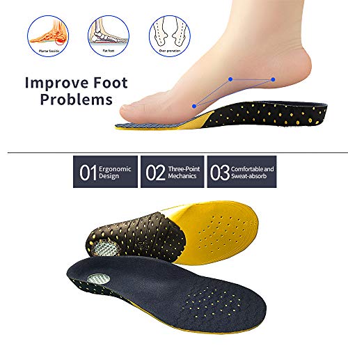 Naffic Plantillas ortopédicas de longitud completa con soportes para el arco Inserciones ortopédicas para pies planos, plantillas de zapatos para fascitis plantar, dolor en los pies……