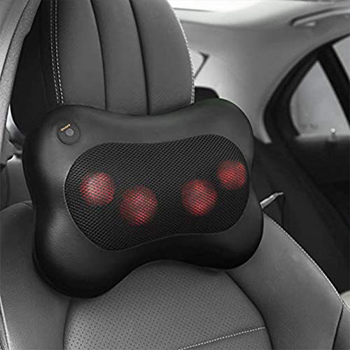 Naipo Almohada de Masaje para Cuello y Espalda Shiatsu Cojín Masajeador de PU con Función de Calor para Relajar las Contracturas y Dolores Musculares en Casa, Oficina - Negro