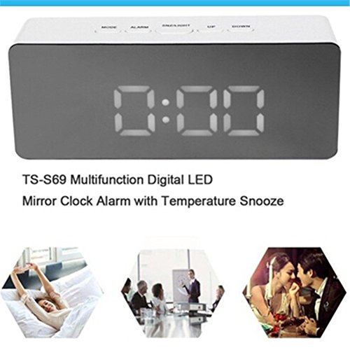 Naisicatar 2018 - Reloj despertador LED con pantalla digital, portátil, moderno, con alarma, fecha, hora, reloj para dormir fuerte, dormitorio, oficina, viajes (cuadrado)