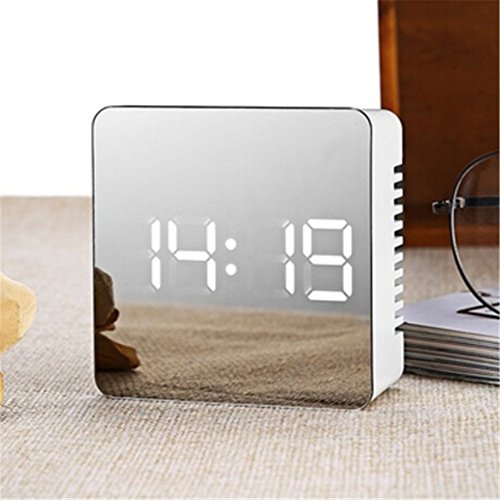 Naisicatar 2018 - Reloj despertador LED con pantalla digital, portátil, moderno, con alarma, fecha, hora, reloj para dormir fuerte, dormitorio, oficina, viajes (cuadrado)