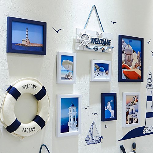 Naisicatar Salvavidas Marino méditerraneen Flotador de natación Anillo casa decoración o el Muro Ornamentos Decorativos Azul 20 cm x 1