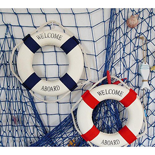 Naisicatar Salvavidas Marino méditerraneen Flotador de natación Anillo casa decoración o el Muro Ornamentos Decorativos Azul 20 cm x 1