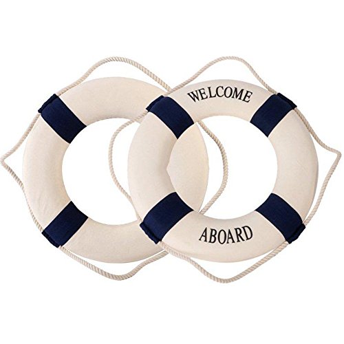 Naisicatar Salvavidas Marino méditerraneen Flotador de natación Anillo casa decoración o el Muro Ornamentos Decorativos Azul 20 cm x 1