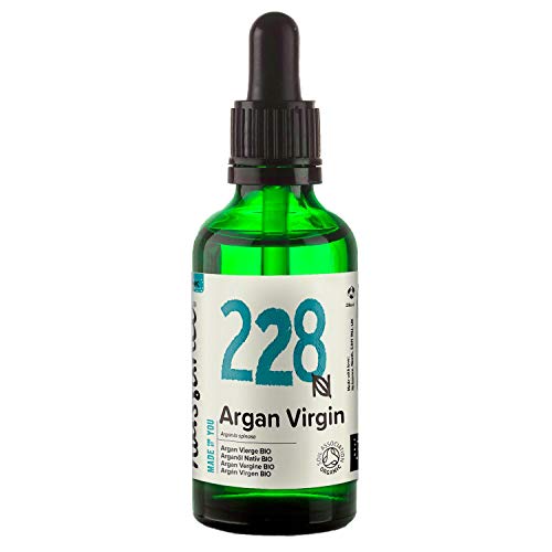 Naissance Aceite Vegetal de Argán de Marruecos BIO n. º 228 - 50ml - Puro, natural, vegano, certificado ecológico, sin hexano y no OGM - Hidratación natural para el rostro, el cabello, la barba y las cutículas.