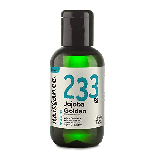 Naissance Aceite Vegetal de Jojoba Dorada BIO 60ml - 100% puro, virgen, prensado en frío, certificado ecológico, vegano y no OGM
