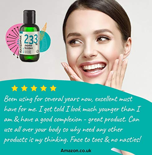 Naissance Aceite Vegetal de Jojoba Dorada BIO 60ml - 100% puro, virgen, prensado en frío, certificado ecológico, vegano y no OGM
