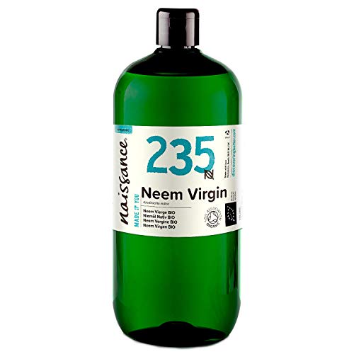 Naissance Aceite Vegetal de Neem Virgen BIO n. º 235 – 1 Litro - Puro, natural, certificado ecológico, prensado en frío, vegano y no OGM.