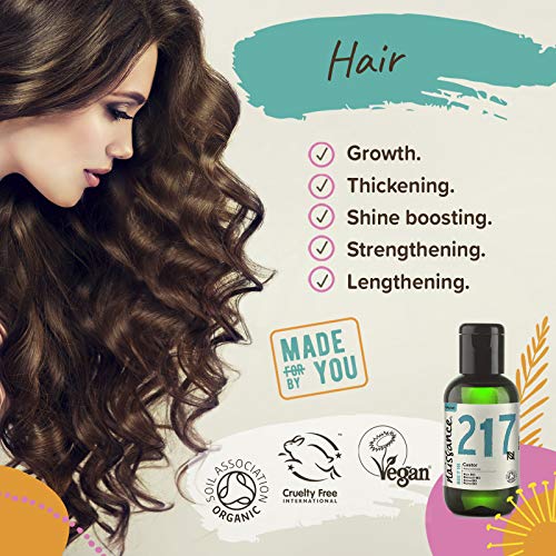 Naissance Aceite Vegetal de Ricino BIO 60ml - 100% puro, prensado en frío, certificado ecológico, vegano, sin hexano y no OGM