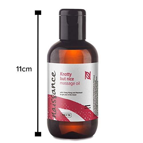 Naissance"Knotty but Nice" - Aceite de Masaje Sensual – 100ml - Base de aceite de semillas de uva con aceites esenciales de ylang ylang, pachuli, salvia, naranja, pomelo, incienso, pimienta.