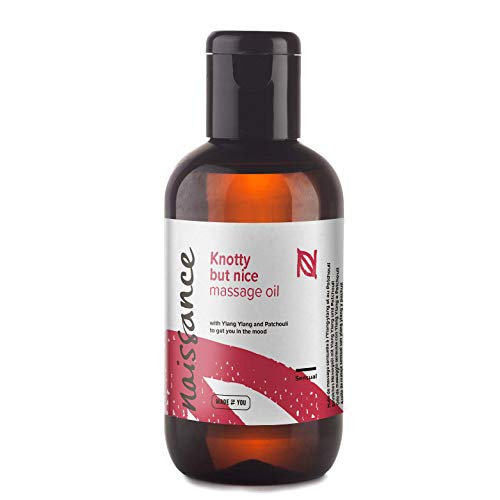 Naissance"Knotty but Nice" - Aceite de Masaje Sensual – 100ml - Base de aceite de semillas de uva con aceites esenciales de ylang ylang, pachuli, salvia, naranja, pomelo, incienso, pimienta.