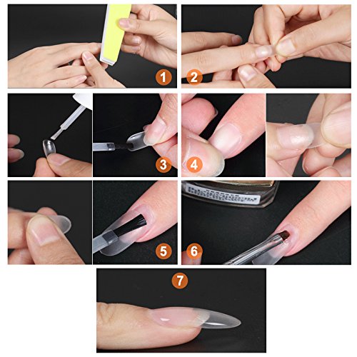 Naler - Uñas artificiales transparentes, 500 unidades de varios tamaños, acrílicas, uñas postizas en caja para mujeres y niñas