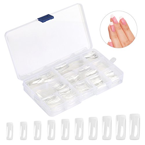 Naler - Uñas artificiales transparentes, 500 unidades de varios tamaños, acrílicas, uñas postizas en caja para mujeres y niñas