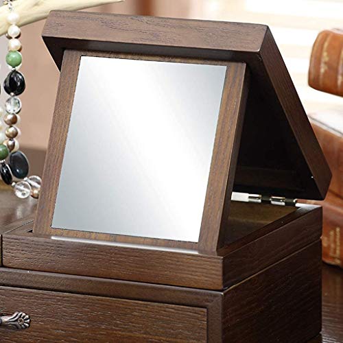 NANI Caja de joyería de Las Mujeres de la Capa de Viajes joyería Organizador, Creativo Europea joyería de Madera Caja de Maquillaje con Espejo Tipo cajón se Puede Dividir for Uso de Almacenamiento en