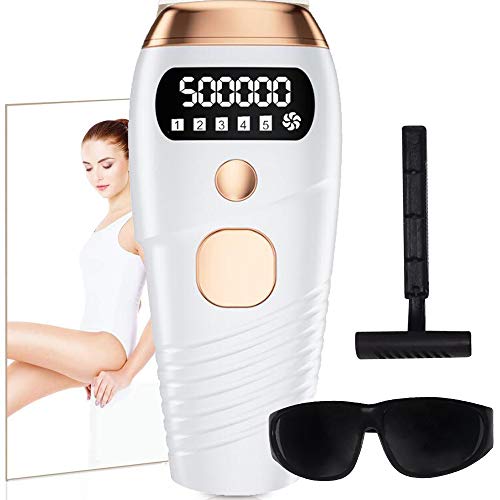 Nanssigy Depiladora IPL, sistema de depilación para mujeres y hombres, máquina de belleza, depilación indolora, cabezal láser de 500,000 flashes con gafas IPL y maquinilla de afeitar