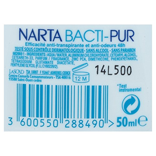 Narta desodorante antitranspirante Bille Bacti puras mujeres 48H 50ml - Conjunto de 2