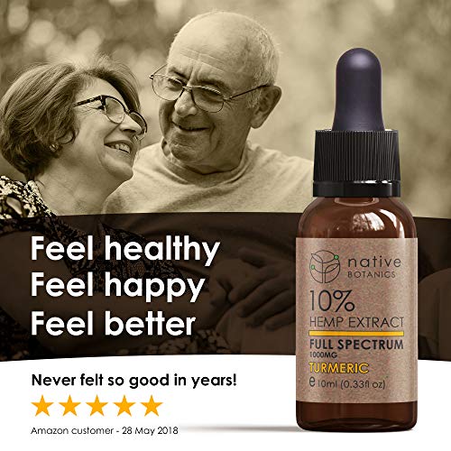 Native Botanics Extracto de cáñamo de espectro completo con aceite de cúrcuma y pimienta negra - Made in UK (1000mg)