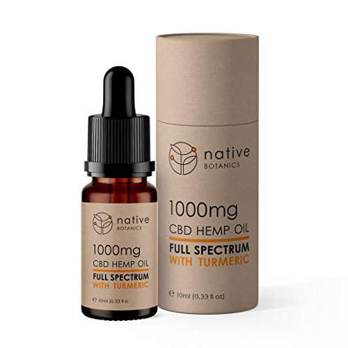 Native Botanics Extracto de cáñamo de espectro completo con aceite de cúrcuma y pimienta negra - Made in UK (1000mg)