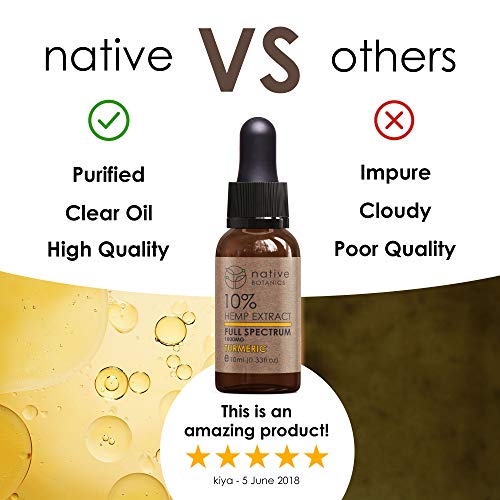 Native Botanics Extracto de cáñamo de espectro completo con aceite de cúrcuma y pimienta negra - Made in UK (1000mg)