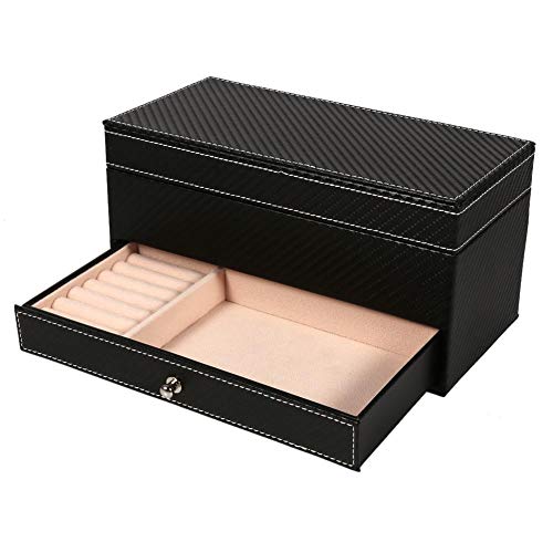 NATRUSS Caja de exhibición del contenedor del Organizador de la joyería Caja de Reloj de 1 Pieza, Caja de Reloj, aretes caseros, joyería de Regalo para Amigos(Black)