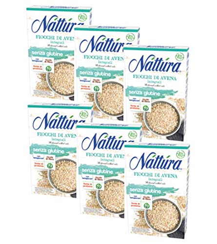 Nattura Copos de Granos Enteros Sin Gluten Rico en Fibra Con Betaglucanos Fuente de Proteína Vegana OK - (6 x 350 gramos)
