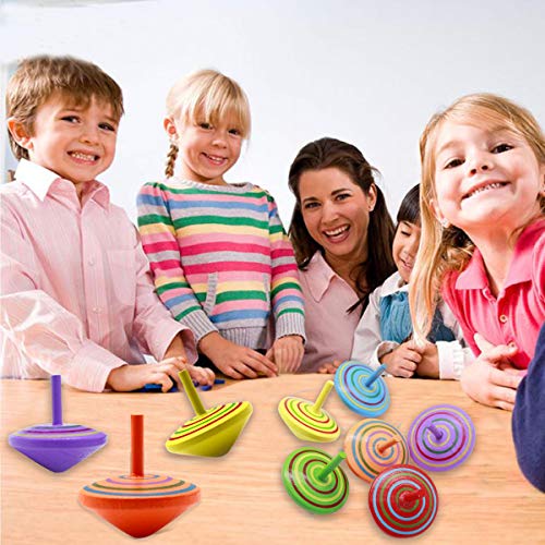 Natuce 18 PCS Peonza trompo, Juguetes para niños, Juego de peonzas, Peonzas de Madera de Colores, Creativo Juguete, Regalos para Comuniones, Niños, Niñas, Fiesta cumpleaños favores - 4 * 4 * 4 cm