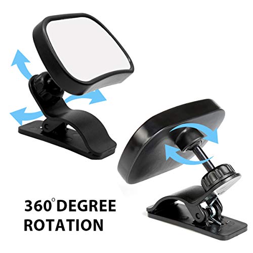 Natuce 1Bebé Espejo Retrovisor + 2 Soportes, Inastillable Espejo Coche, 360° Ajustable Espejo con Clip y con Ventosa, Espejo de Coche, Espejo de Seguridad para niños, Espejo retrovisor del Coche