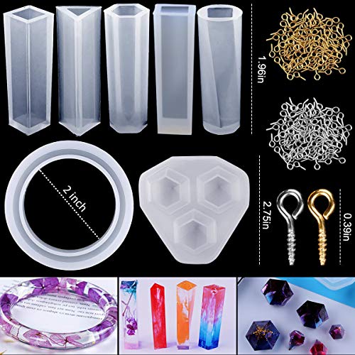NATUCE 229 Pcs Molde Silicona Resina para Hacer Joyerias, Moldes de Resina para Collar Pendiente Fabricación de Colgante Bolas Cubos Pulsera Creativo Bricolaje