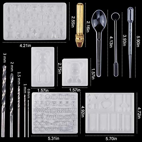 NATUCE 229 Pcs Molde Silicona Resina para Hacer Joyerias, Moldes de Resina para Collar Pendiente Fabricación de Colgante Bolas Cubos Pulsera Creativo Bricolaje