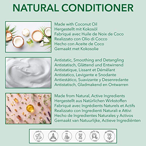 Natural - ACONDICIONADOR - REPARA Y CRECE - ACEITE DE COCO, RICINO, ARGÁN Y ROMERO 250 ml - por Fine Line Apothecary - Sin Sulfatos, Sin Parabenos, Sin Silicona. Concentrado, Fàcil de Enjuagar.