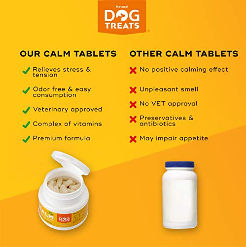 Natural Dog Treats Calmantes para Perros y Gatos, Veterinario Aprobado, Relajante para Estrés, Ansiedad por Separación, Viajes y Ruidos Fuertes, 60 Cápsulas