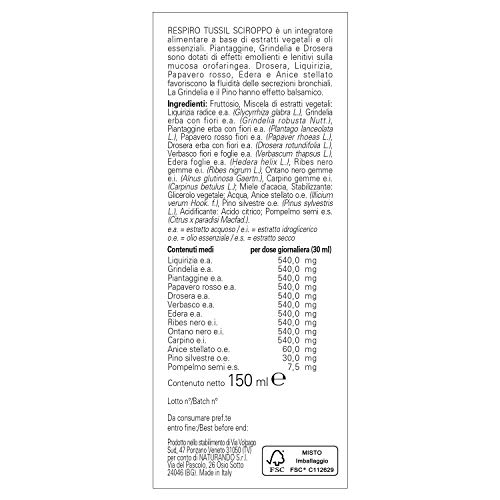 Naturando - Tussil Jarabe 150 ml - Complemento alimenticio para la Fluidez de las Secreciones Bronquiales - Acción Rápida y Eficaz
